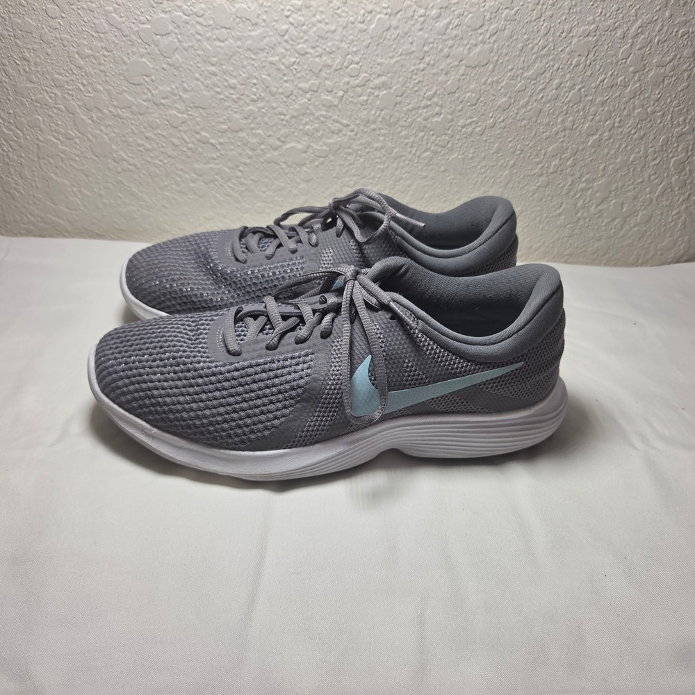Nike Revolution 4 Grey Light Blue Mesh Running Shoes 908999-004 Womens 9.5